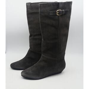 NEW Steve Madden Women's 9 Intyce Tall Wedge Boots Dark Gray Suede